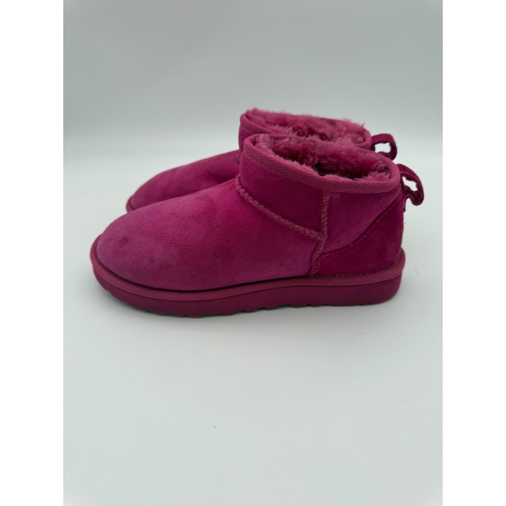 Rare UGG Classic Ultra Mini Dark Peony Suede Boots 1116109 Womens 6 - Picture 2 of 7